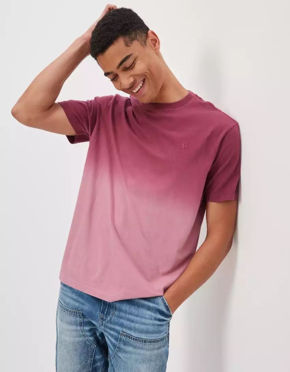 T Shirts American Eagle AE Super Soft Legend Dip-Dye Rouge Homme | WIR-63959212